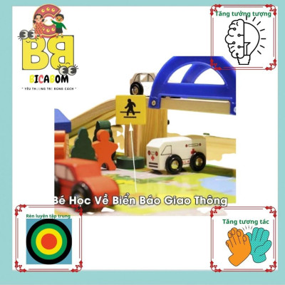Đồ chơi lắp ráp cho bé bằng gỗ ghép mô hình giao thông thành phố Bc24