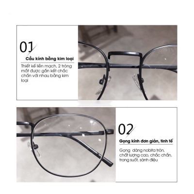 Kính Mắt vuông kim loại bản dày Hàn Quốc cao cấp