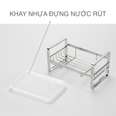 Kệ để đồ rửa bát có khay nhựa dán tường inox 304 Hobby Home Decor KRC1