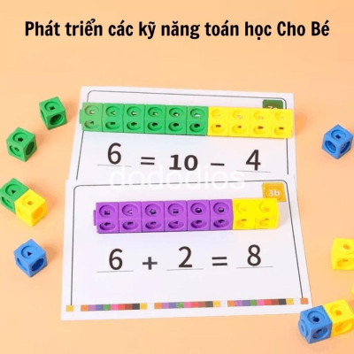 Đồ chơi giáo dục NUMBER BLOCK Linking Cubes học toán và xếp hình sáng tạo 100 khối NumberBlocks toán tư duy,tiếng anh