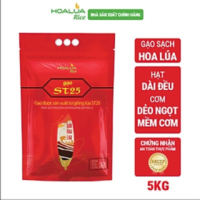 Gạo ST25 Hoa Lúa túi 5kg - Dẻo nhiều, mềm cơm, hương thơm đặc trưng