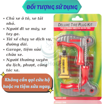 Bộ Dụng Cụ Vá Lốp Xe Ô Tô – Xe Máy Khẩn Cấp Tiện Lợi -Bộ Vá Lốp Xe Đa Năng – Có Keo + Dây Cao Su + Dụng Cụ Xuyên