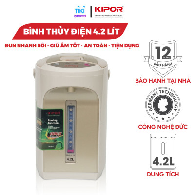Bình thuỷ điện KIPOR KP-EP642 - 4,2L - Ruột bình inox 304 -  Đun sôi nhanh, có tay cầm, chế độ tự bật, tự ngắt, 3 chế độ lấy nước - Hàng chính hãng