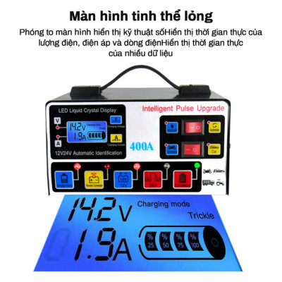 Sạc Ắc Quy Ô Tô & Xe Máy Pluse 400A: Thông Minh, Tự Ngắt Khi Đầy, Khử Sulfat & Bảo Dưỡng Ắc Quy Loại Tốt