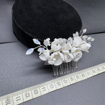 Cài tóc cô dâu hoa trắng đính đá mẫu mới t3/2024 SP2225574