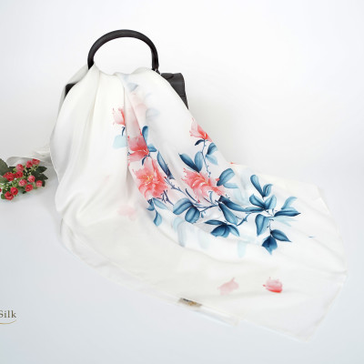 Khăn Quang Cổ Lụa Vẽ Hoa Mẫu Đơn SenSilk 160x55cm, Quà Tặng Mẹ Yêu, Phụ Kiện Thời Trang Cao Cấp Cho Nữ, Tinh Hoa Làng Nghề Truyền Thống Việt Nam, Vietnam Hand Painted Silk Scarves.