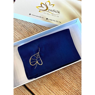 Khăn Tay Lụa Thêu Lá Bồ Đề SenSilk Embroidery Handkerchief