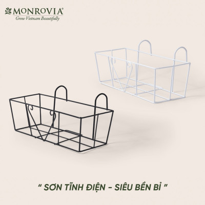Combo chậu nhựa trồng cây chữ nhật kèm giỏ treo hoa ban công Monrovia, chậu trồng rau, khay trồng rau, trồng hoa