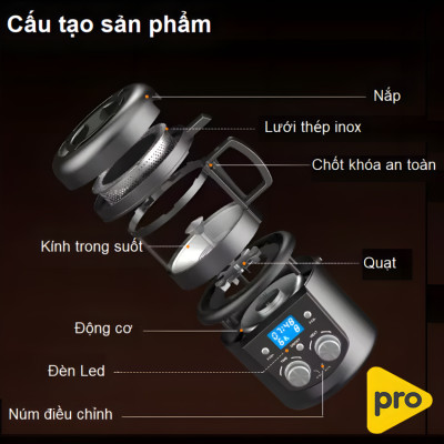 Máy rang hạt cà phê công nghệ gia nhiệt không khí chuyên nghiệp Thương hiệu Cafemasy Mỹ cao cấp Mã CCR-305D - Hàng Nhập Khẩu, Bảo Hành 12 Tháng