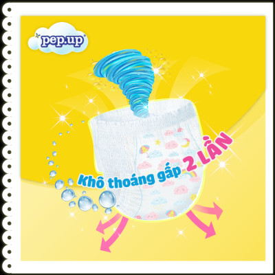 Combo 2 gói Tã/Bỉm Quần Em Bé Pep.up Extra Dry Siêu Mềm Mại, Siêu Khô Thoáng, Kháng Khuẩn Size XXL (16 Miếng/Gói)