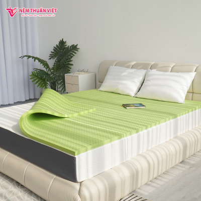 Topper cao su trà xanh Thuần Việt - Topper Nệm Cao Su Thiên Nhiên, Tăng độ êm ái khi nằm, Đàn Hồi, Kháng Khuẩn