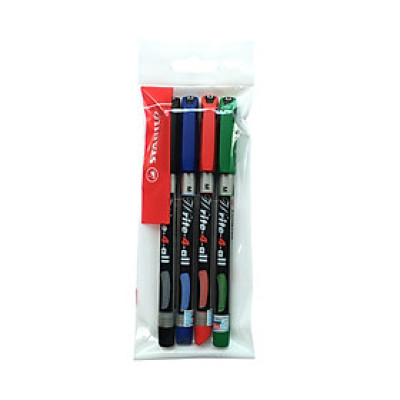 Bộ 4 Bút kỹ thuật STABILO Write-4-all PERMANENT xanh + đen + đỏ + xanh lá (AP-C4) - 1.0 mm