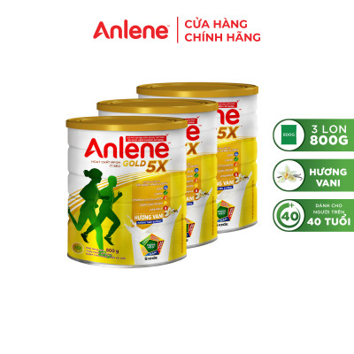 Combo 3 Sữa Bột Anlene Gold 5X Hương Vanilla (Hộp Thiếc 800g)