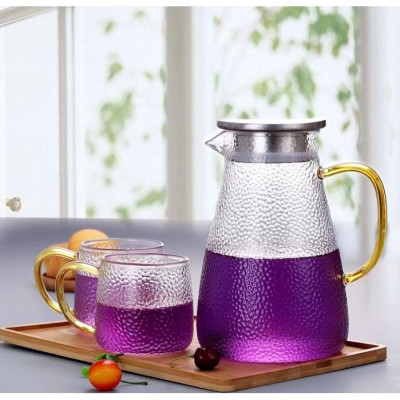 COMBO BỘ BÌNH CỐC THỦY TINH CHỊU NHIỆT LÊN TỚI 400 ĐỘ C KÈM KHAY VƯƠNG MIỆN VÀNG VÀ GIÁ ÚP CỐC ( BÌNH BẦU, CỐC 360ML)