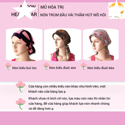 Nón hóa trị vải mềm mát, hút mồ hôi, bệnh nhân ung thư, chemo hat, nón trùm đầu [KIỂU ĐUÔI NGẮN-ĐEN VIỀN LEN] 