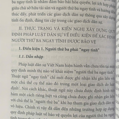 Bảo vệ quyền lợi của người thứ ba ngay tình (sách chuyên khảo)