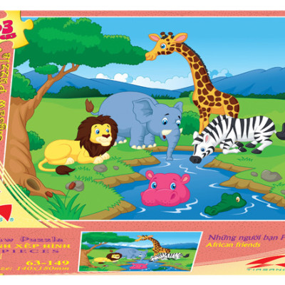 Tranh xếp hình Tia Sáng Những người bạn Châu Phi( 63 mảnh)