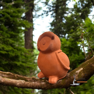 Tượng Gốm Đất Nung Hình Con Cú 10x11x25cm