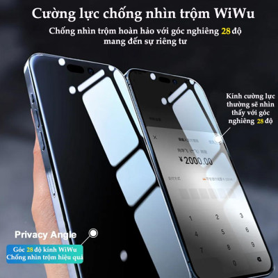 Kính cường lực chống nhìn trộm cho iPhone X/Xs/11/11 Pro Max/12/13/14/14 15 16 Pro Max/14 15 16 Plus hiệu WiWu iPrivacy - Hàng chính hãng
