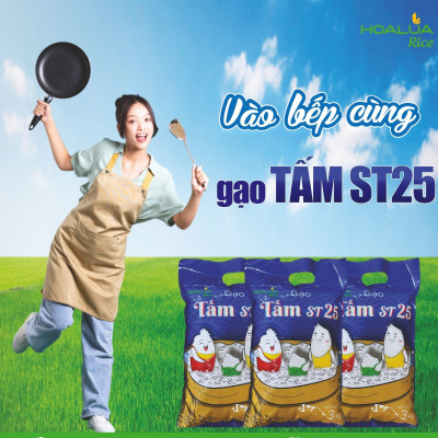 Gạo Tấm ST25 Hoa Lúa túi 2kg - Dẻo mềm, thơm ngon
