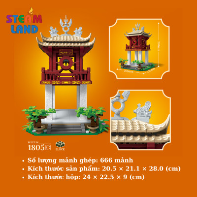 Bộ Lắp Ráp Mô Hình Steamland - Khuê Văn Các | 666 Chi Tiết | Quà Lưu Niệm Đặc Biệt Cho Trẻ Từ 6 Tuổi | Chất Liệu Nhựa ABS An Toàn