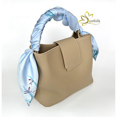 Quấn Túi Lụa Vẽ Tay Cao Cấp SenSilk Hoa Lan Kiếm 55x55cm, Phụ Kiện Siêu Độc Lụa Tơ Tằm Bảo Lộc