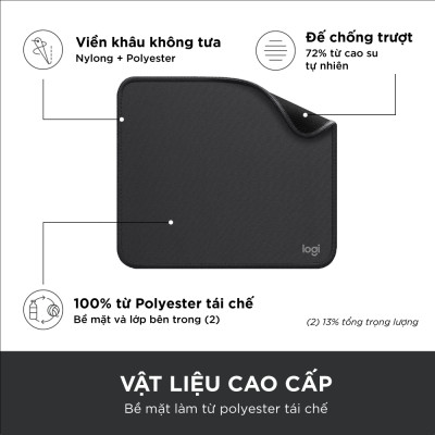 Miếng lót chuột Logitech Studio Series - Đế cao su chống trượt, lướt dễ dàng, bề mặt chống đổ tràn, bền bỉ, nhỏ gọn, hiện đại - Hàng Chính Hãng