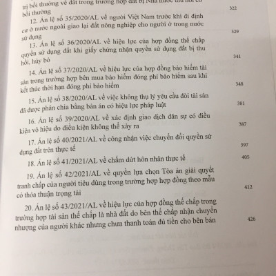 Giải đáp vướng mắc trong xét xử về Dân sự, Hình sự, Tố tụng dân sự Hành chính, Kinh doanh thương mại của Tòa án nhân dân tối cao từ năm 2016 - 2021 và các Án lệ được công bố năm 2020 - 2021