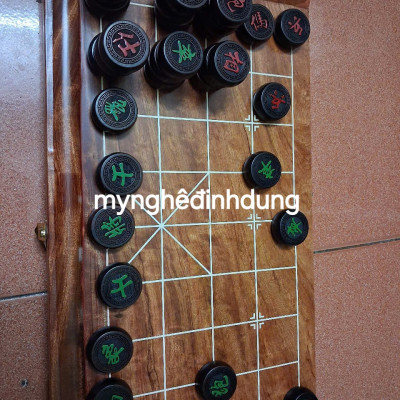Combo bộ bàn cờ tướng gỗ hương đá + quân gỗ trắc đỏ đen víp