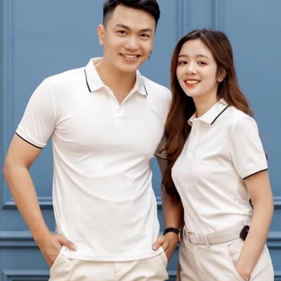 Áo Thun Có Cổ Màu Trắng Vải Cá Sấu Mè 4 Chiều Thời Trang 24h Dùng Chung Nam Nữ