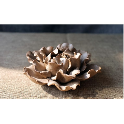 Hoa gốm thủ công cắm nhang trầm hoặc để trầm nụ DDT27 hoa nâu