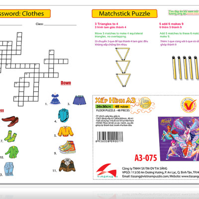 Xếp hình Tia Sáng WinX  (48 Mảnh Ghép) - Tặng kèm câu đố mặt sau cho bé