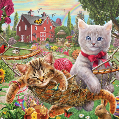 Bộ Tranh Xếp Hình Minh Châu 500 Mảnh – Cats On The Farm (Kích Thước 40x50cm)