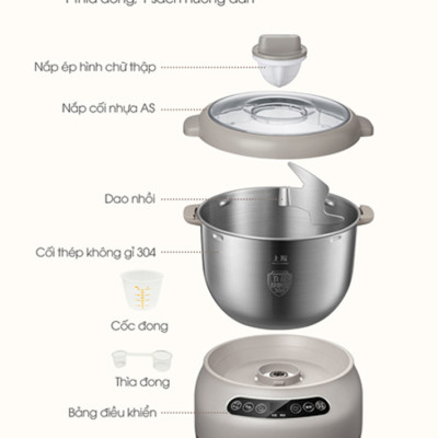 Máy Trộn Bột Ủ Bột Lên Men Tự Động BEAR HMJ-A70C1 Chống Dính Dung Tích 7 Lít Công Suất 250 W - Hàng Chính Hãng