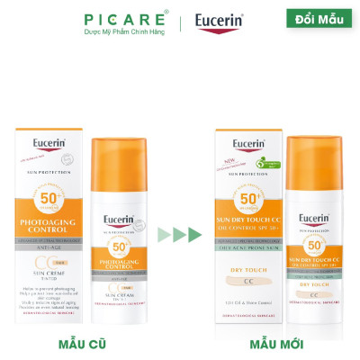 Kem Chống Nắng Trang Điểm Eucerin Sun Creme Face-Tinted CC Cream SPF50+ (50 ml)