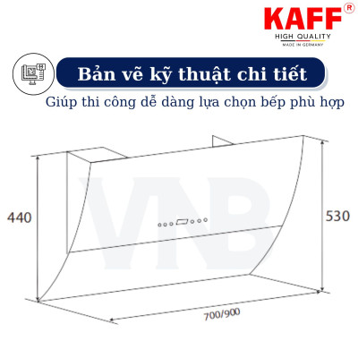 Máy hút mùi dạng TV cảm ứng điều khiển từ xa 700mm KAFF KF-LUX-AT70H-BK - Hàng Chính Hãng