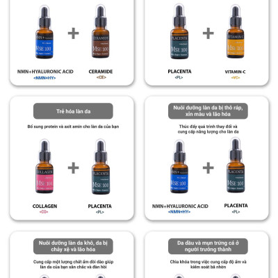 Bộ quà tặng MSE100 tinh chất phục hồi trẻ hóa da NMN+HY 30ml+ MSE100 tinh chất nuôi dưỡng da nhạy cảm Ceramide 30ml - Mōly Beauty