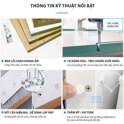 Bàn Gỗ Đơn Giản Kèm Ngăn Kéo Màu Trắng Thương Hiệu SIB Decor BLV92
