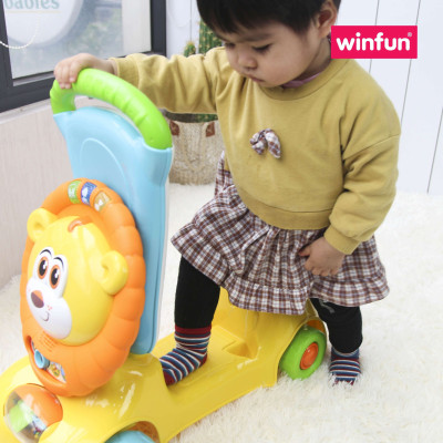 Xe tập đi kết hợp xe chòi chân và xe scooter 3 trong 1 hình sư tử có nhạc cho bé Winfun 0855