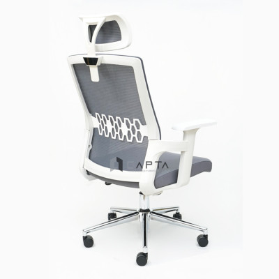 Ghế văn phòng khung nhựa trắng bảo vệ cột sống Ghế làm việc có bánh xe lưng nệm lưới tay nhựa chữ T CM4508-M