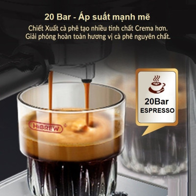 Máy Pha Cà Phê Espresso HiBREW H10A Cao Cấp Thương Hiệu Mỹ, Công suất 1350W - HÀNG NHẬP KHẨU, BẢO HÀNH 12 THÁNG