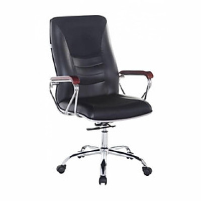 Ghế Trưởng Phòng Khung Đúc Tay Gỗ Chân Thép Mạ IB202 Ibie - Đen