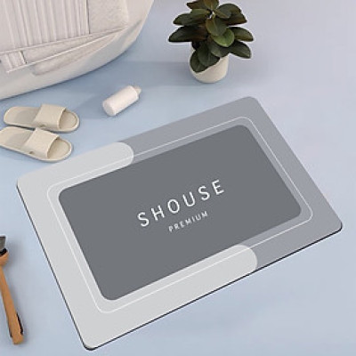 Thảm Chùi Chân Lau Chân Silicon trải sàn phòng tắm vân đá SHOUSE siêu thấm hút nước chống trượt cao cấp đế cao su