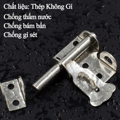 Chốt Khóa Cửa Then Ngang KUNBE Chất Liệu Thép Không Gỉ Có Lỗ Gài Phù Hợp Nhiều Loại Cửa, Tủ