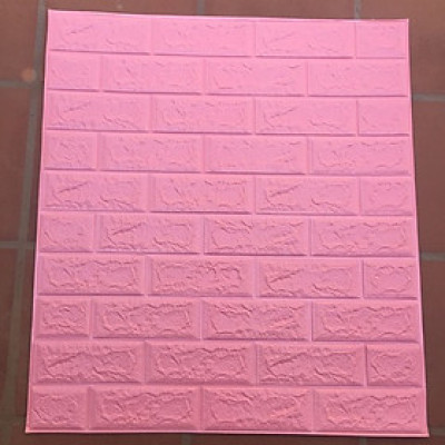 Bộ 15 Tấm Xốp Dán Tường 3D Giả Gạch Màu Hồng Nhạt 70cmx77cm