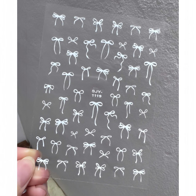 Sticker 3D Nơ Nổi Dài Ngắn Đen Trắng SJY1119 Làm Nail Siêu Xinh, Hình Dán Móng Nơ Ruy Băng Mix Kiểu Phong Cách Điệu Đà Đẹp Mắt Và Tinh Tế