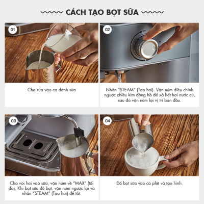 Máy Pha Cà Phê Tự Động Espresso BEAR CF-B15V1 Với Công Thức Pha Nespresso, Americano, Cappuccino Tạo Bọt Sữa Dễ Dàng Áp Suất 15 Bar Công Suất 950 W - Hàng Chính Hãng