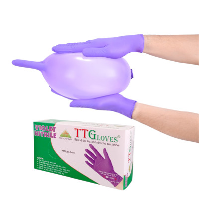 Găng Tay Cao Su Y Tế Size M Không Bột Nitrile TTGLOVES Màu Tím (100 Chiếc)