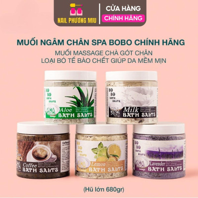 Muối Ngâm Chân BOBO Cao Cấp Hũ 680g Bath Salts Tẩy Da Chết, Hộp Muối Làm Mềm Da Massage Chà Gót Loại To Spa Thảo Dược Hương Hoa Hồng, Lavender