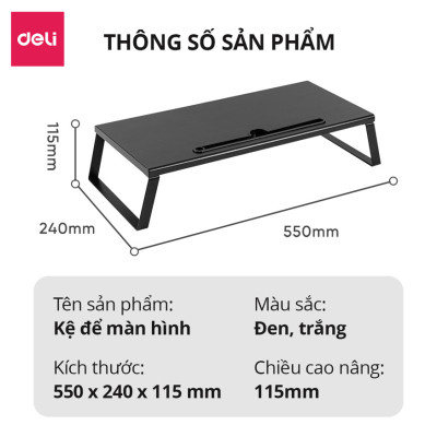 Kệ Để Màn Hình Máy Tính DELI Kệ Nâng Màn Hình Laptop PC Chất Liệu Kim Loại Có Rãnh Để Điện Thoại